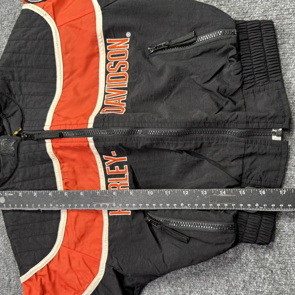 Harley Davidson Motorcycle Jacket Kids S Black Orange Nylon Bomber Racing Biker